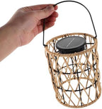 Rattan Woven Solar Outdoor Lantern with Handle for Porch Garden - Image 4