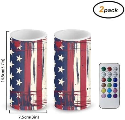 American Flag Flameless LED Candles USA Flag Battery Operated Candles with Timer Independence Day LED Pillar Battery Tea Lights for Holiday Memorial Day Decor - Pack of 2 - Image 4