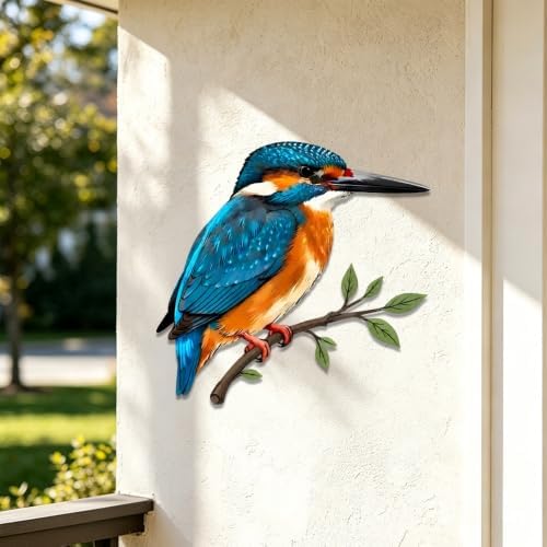 Kingfisher Bird Metal Wall Art Rustic Iron Plaque for Home Garden Decor Outdoor Patio Living Room Elegant Wildlife Hanging Ornament (24 INCH) - Image 3