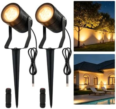 LED Landscape Spotlights 2 Pack 12V Low Voltage Outdoor Up Lighting by HOME