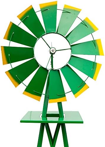8FT Decorative Garden Windmill, Weather Resistant Metal Windmill for Yard and Lawn, Heavy Duty Outdoor Steel Windmill Tower with Quiet Ball Bearing and Direction Vane, Green - Image 5