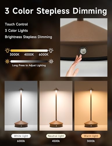 LED Rechargeable Cordless Table Lamps Brown - Image 3