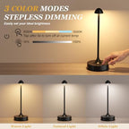 Cordless Rechargeable Table Lamp, Battery Operated Desk Lamp, Black, 2 Pack - Image 4