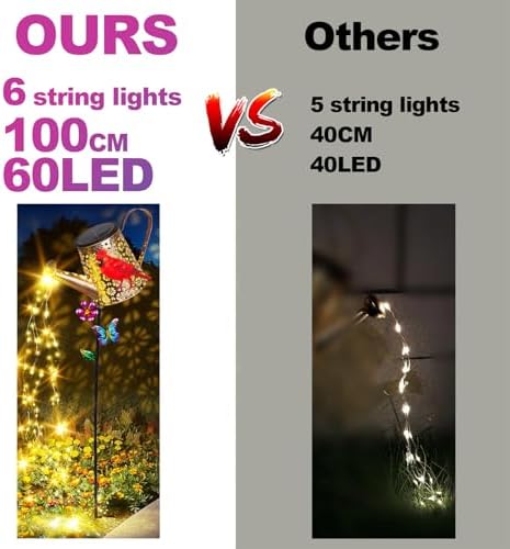 Solar Watering Can with Lights Outdoor Cardinal Garden Decor Gifts - Image 5