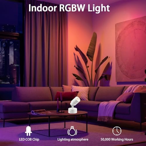 Halloween Christmas Spotlight Led Color Changing Up Lights with Remote Control 16 Colors+3000K Floor Spotlight Colored Spot Lights for Indoor Uplighting for Plant Corner 2 Pack (White) - Image 4