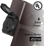 BesLowe Porch Lights with Outlet, Brown Modern Outdoor Wall Light Fixtures - Image 2