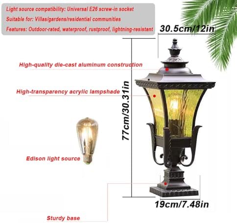 MADISH Outdoor Lamp Post Light, Landscape Path Lights IP65 Waterproof Bollard Lights, E26 Lamp Holder, Modern Outdoor Path Lights Bollard for Lawn, Patio, Courtyard, Driveway - Image 2