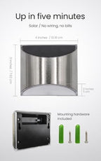 Home Zone Living 4PK Solar Wall Lights, Decorative Outdoor Fence, Stainless - Image 6