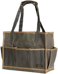 Heavy Duty 16OZ Waxed Canvas Tool Bag,15-Pockets Portable Tote Bag,Muti-Purpose Garden Tool Storage Bag with Padded Handle | ArmyGreen by Unknown
