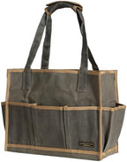 Heavy Duty 16OZ Waxed Canvas Tool Bag,15-Pockets Portable Tote Bag,Muti-Purpose Garden Tool Storage Bag with Padded Handle | ArmyGreen by Unknown
