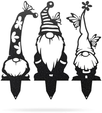 RealSteel Metal Garden Gnomes Set – 3 Pack Steel Lawn Ornaments, Cute & Funny Garden Statues, Weather-Resistant Outdoor Décor, Whimsical Yard Decorations, for Garden Lovers & Home Décor by RealSteel