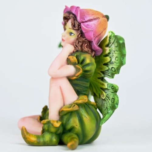 Fantasy Fairy Figurine, 3.15 Inch Mini Garden Fairy Statue, Hand-Painted Resin Indoor Outdoor Decor for Desk, Plant Pot, Fairy Garden (Green & Pink) - Image 2