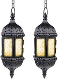 2 Pcs Hanging Candle Lantern Moroccan Chandelier Retro Candle Holder Moroccan Vintage Metal Hollow Wedding Hanging Candle Holders Lantern Contain 35cm Chain, Black by Nuptio
