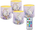 Pack of 4 Flameless Candles Bulk with Remote Battery Operated Candles with Timer Flickering LED Elictric Pillar Lights for Easter Day Home Decorations, Stylish Bunny Flower Egg by Merkmak