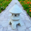 Two Pieces Pagoda with Top Change Concrete Lantern Sculpture Cement Zen Garden Decoration Two Pieces Lantern by Unknown