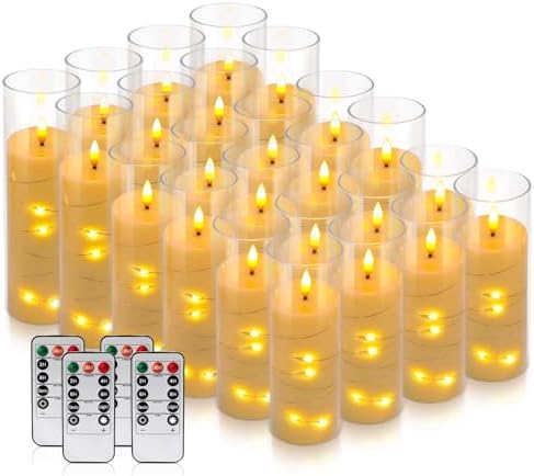 24 Pack Acrylic Flameless Candles,with Embedded Star String, Battery Operated Candles Flickering LED Pillar Candles with Remote Control and Timer, Ideal for Indoor/Outdoor Decor,Wedding,BBQ and Gift. - Image 4