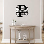 Metal Sign P Custom Name Initial Letter Monogram Personalized Steel Metal Wall Decor Artwork Sign Ready to Hang Decorative Metal Welcome Sign Decoration for Front Door Entryway Lodge 24 Inch - Image 4