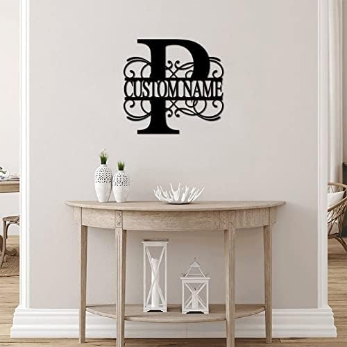 Metal Sign P Custom Name Initial Letter Monogram Personalized Steel Metal Wall Decor Artwork Sign Ready to Hang Decorative Metal Welcome Sign Decoration for Front Door Entryway Lodge 24 Inch - Image 4