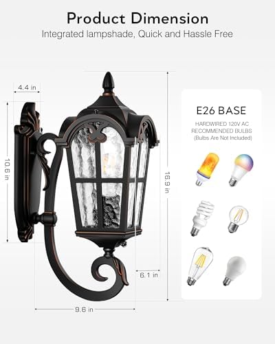 VIANIS Outdoor Lights for Porch, Black Dusk to Dawn Outside Lighting - Image 6