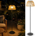 Solar Outdoor Floor Lamp with Rattan Shade, 3 Height Options by DJGIFI