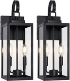 BesLowe 18" Large Outdoor Wall Lights, 2-Light Black Exterior Sconces by BringYourBrightFuture