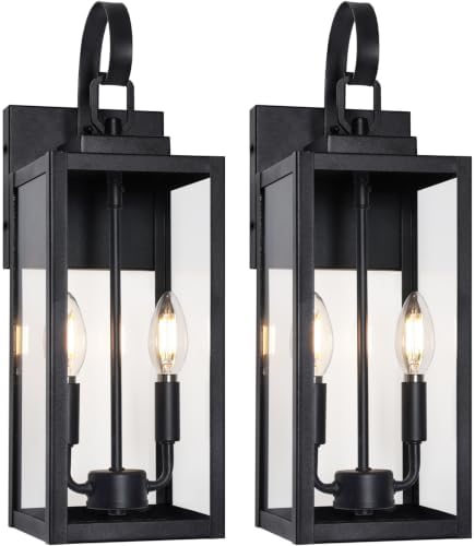 BesLowe 18" Large Outdoor Wall Lights, 2-Light Black Exterior Sconces by BringYourBrightFuture