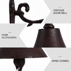 Vintage Door Bell Cast Iron Wall Hanging Rustic Xmas Decor - Image 3