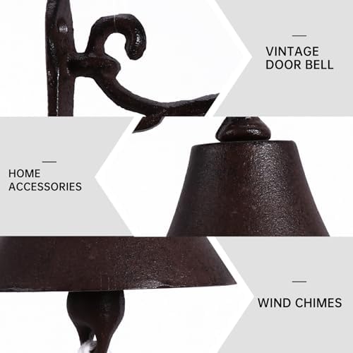 Vintage Door Bell Cast Iron Wall Hanging Rustic Xmas Decor - Image 3