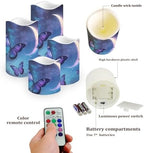 Blue Butterfly Moon Candles with Remote Timer Battery Powered LED Candles Color Changing Pillar Electric Fake Candles Bulk for Indoor Set of 4 - Image 3