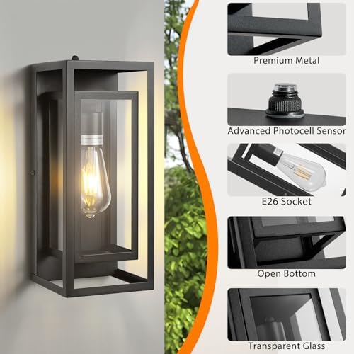 14" Dawn to Dusk Outdoor Light Fixture, 2-Pack Outdoor Wall Lights - Image 5