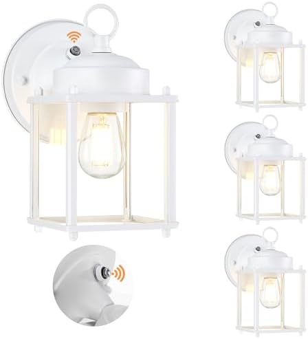 GRUENLICH Outdoor Wall Light Fixture, Clear Glass, White, 4 Pack by GRUENLICH