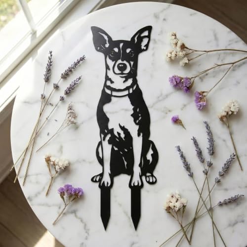 Dog Metal Garden Stake - Weatherproof Dog Silhouette Yard Art, Decorative Outdoor Sign for Lawn & Patio, Heartfelt Gift for Rat Terrier Lovers(Jump,10") - Image 4