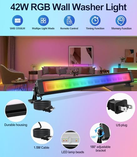 MEIKEE 42W RGBW Wall Washer Light IP66 Waterproof Wash LED Light Bar - Image 2