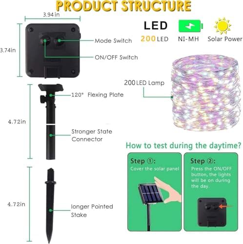 Solar String Lights Outdoor, 4Pack 800LED 288FT Fairy Lights, Multicolor - Image 6