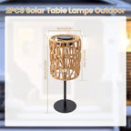 2PCS Solar Table Lamps Outdoor, Rattan Solar Lanterns Outdoor, Waterproof Wicker Lanterns Outd-oor, Rechargeable Table Top So-lar Lights LED Boho Lant-erns Out-Door for Balcony Patio Yard Lawn - Image 2