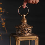Antique Gold Iron and Glass Candle Lantern, 19.29 in - Image 7