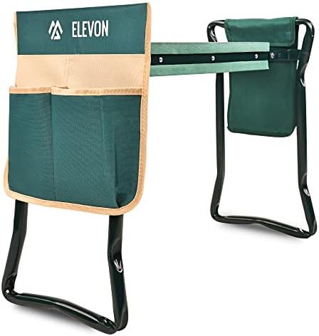 ELEVON Portable Garden Kneeler and Seat Heavy Duty Garden Bench with 2 Large Tool Pouches Prevent Knee & Back Pain Folding Sturdy Gardening Tools Gifts for Gardeners by ELEVON