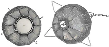 Lal Haveli Silver Color Hanging Moroccan Candle Lantern Holders Set of 3 Pcs - Image 4