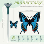 Tujoe 6 Pcs Butterfly Garden Stakes Decorative, Solar Moving Fluttering Butterfly Outdoor Waterproof Flying Butterflies Decor for Yard Pathway Garden Landscape Ornament, Battery Also Powered (Blue) - Image 2