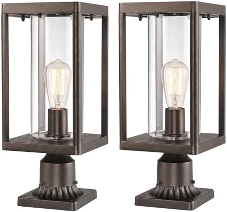 Beionxii Outdoor Post Lights, 20In Post Lantern with Pier Mount Base,Bronze by Beionxii