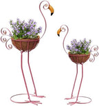 COOZZYHOUR Metal Flamingo Planter with Basket -Garden Bird Planters for Outdoor Indoor Lawn,Yard,Porch,Patio, Garden Decorations（Set of 2） by COOZZYHOUR