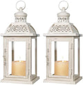 Lantern Decorative Indoor&Outdoor, 2 Pack 14.4'' Large Metal Candle Lanterns, Vintage Hanging Candle Holders for Farmhouse Wedding Front Porch Patio, Halloween Christmas Decorations for Home by DECORKEY