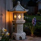 Zen Garden Pagoda Statue Solar Lantern Lights Outdoor Japanese Garden Decor - Image 4