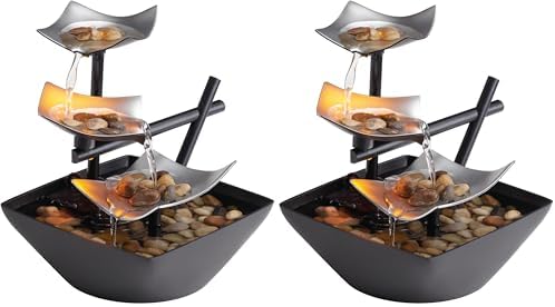 Homedics Tabletop Water Fountain, Home Décor Soothing Sound Machine - Automatic Pump, Deep Basin & Natural River Rocks. Indoor Zen Relaxation for Office, Living Room, or Bedroom, 8.25” Tall by Homedics
