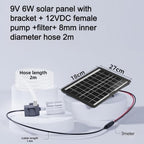 6W Solar Water Pump With 9V Panel, 12V Submersible Pump for Fountain Pond Fish Tank and Rockery, 240L/H Circulation System with Filter and 2m Hose for Outdoor Garden Use(Without switch) - Image 2