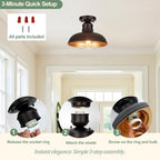 GOLDHILL 10" Semi Flush Mount Ceiling Light, Oil Rubbed Bronze Industrial Barn Shade with Gold Interior, 1-Light Bowl Fixture for Kitchen Island, Hallway and Covered Porch - Image 6