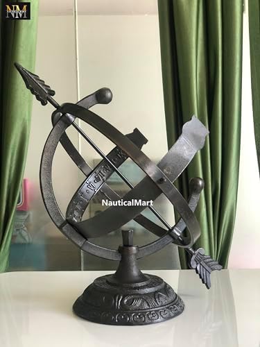 NauticalMart Polished Brass Aluminum Armillary Sundial, Cast Aluminum Classic Celestial Timekeeping Decor for Garden, Desk (Brown) - Image 2