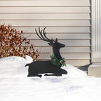 Glitzhome Set of 2 Metal Silhouette Reindeers Yard Sign with Stake, 42" H Christmas Decorative Standing Wall Hanging Decoration for Garden Home Lawn Pathway Walkway - Image 6