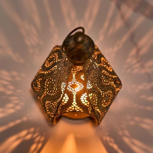 11.6inch Moroccan Lantern Lamp Decorative Candle Holders for Ramadan Decorations, Hanging, Outdoor Patio or Porch, Indoor Home Decor（Bronze） - Image 4