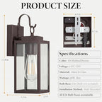 2-Pack 11.8" Oil-Rubbed Bronze Dusk to Dawn Wall Mount Porch Light - Image 3